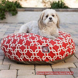 Teal Links Small Round Indoor Outdoor Pet Dog Bed With Removable Washable Cov...