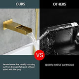 Wall Mount Bathtub Faucet with Handheld Sprayer Brushed Gold, Bathroom Wall M...