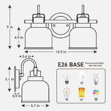 2-Light Bathroom Light Fixtures, Brushed Nickel Bathroom Wall Lights, Bathroo...