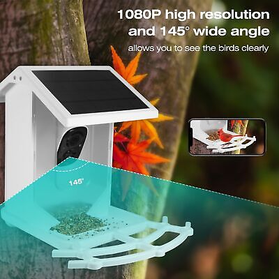 Bird Feeder with Camera,Solar Charging Panel Smart Bird Feeder,AI Recognition...