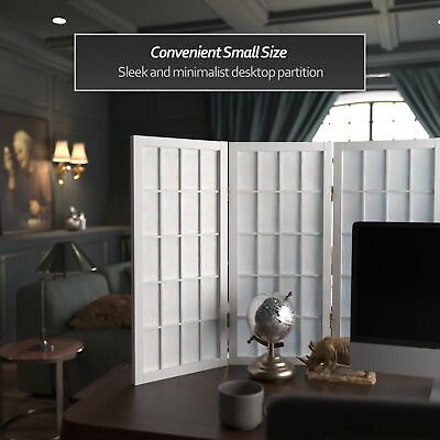 2 ft. Short Desktop Window Pane Shoji Screen - White - 4 Panels 4 Panel