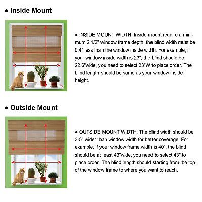 LazBlinds Cordless Bamboo Roman Shades, Light Filtering Window Treatment, Rol...
