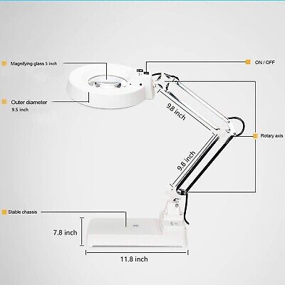 LED Magnifying Lamp, Magnifier Desk Lamp 10X, 4200 Lumens,5 Inch Magnifier Gl...