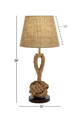 Deco 79 Jute Rope Room Table Lamp Twisted Rope Accent Lamp with Linen Shade, ...