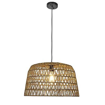 Creative Co-Op Boho Open Weave Metal and Paper Rope Ceiling Light, Brown