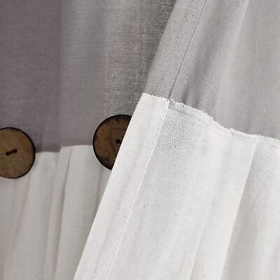 Lush Decor Linen Button Window Curtain Panel, Single, 100" W x 84" L, Gray & ...