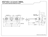 Kingston Brass KS7122BAL Heirloom Two-Handle Wall Mount Bathroom Faucet, 10-7...