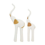 Deco 79 Porcelain Ceramic Elephant Decorative Sculpture Home Decor Statues, S...