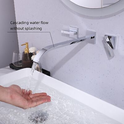 Wall Mount Bathtub Faucet Chrome, 2 Handle Tub Filler Faucet Wall Mounted Sol...