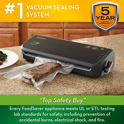 FoodSaver Vacuum Sealer Machine with Starter Seal Bags & Rolls, Black