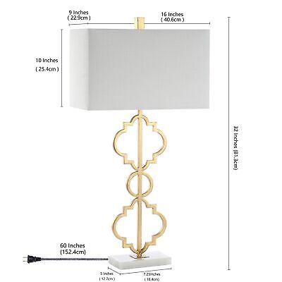 JONATHAN Y JYL3072A Selina 32" Iron Ogee Trellis Modern LED Table Lamp Contem...