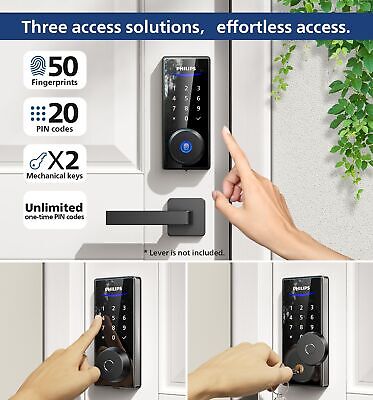 Philips Fingerprint Door Lock, Keyless Entry Door Lock, Electronic Door Lock,...