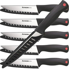 Astercook Steak Knives Set of 6, Stainless Steel Serrated Steak Knife, Ultra ...