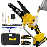 Mini Chainsaw Cordless 6'' with 2×21V Battery, IMOUMLIVE 6 inch, Yellow