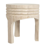 Creative Co-Op Boho Hand-Carved Paulownia Wood Stool, Natural