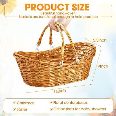 6 Pcs Wicker Picnic Basket with Handle, Hand Woven Harvest Basket Bulk, Wicke...