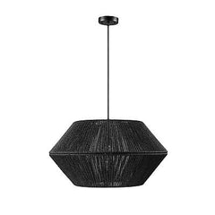 Globe Electric 65470 1-Light Chandelier, Matte Black Natural Twine, Mate Blac...