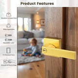 Gobrico Keyed Entry Door Handle Gold Door Handles Heavy Duty Entrance Door Lo...