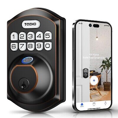 TEEHO TE002W Fingerprint Door Lock: Keyless Entry Smart Deadbolt Lock for Fro...