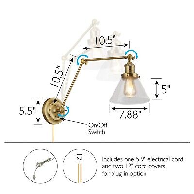 Design House 589077-SG Augustin Swing Arm Wall Mount 1-Light Indoor Sconce, S...