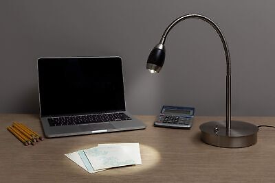 202071-04 Adjustable Beam LED Desk Lamp, 19.5" x 8.47" x 5.9", Brushed Nickel...