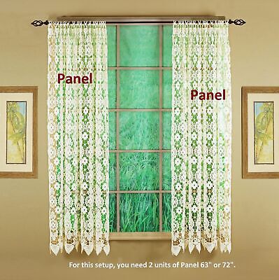 Today's Curtain Medallion Macram&#233; Panel 63",Ecru,48W x 63L Ecru