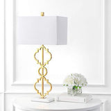 JONATHAN Y JYL3072A Selina 32" Iron Ogee Trellis Modern LED Table Lamp Contem...