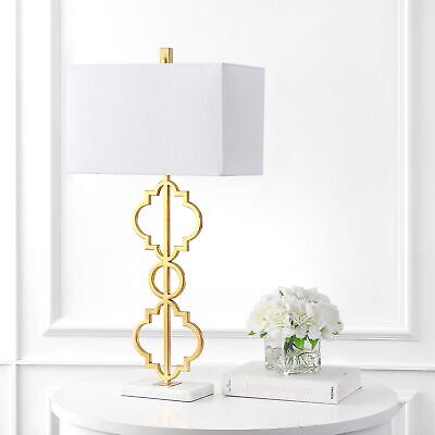 JONATHAN Y JYL3072A Selina 32" Iron Ogee Trellis Modern LED Table Lamp Contem...