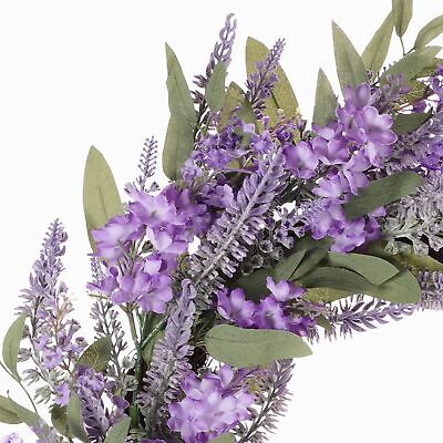 24" Artificial Lavender Floral Spring Wreath with Green Leaves 24" Purple