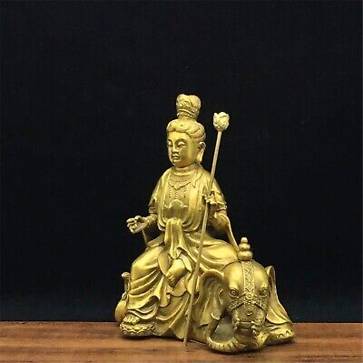 Zzooi Copper Samantabhadra Bodhisattva Statue Coppery Puxian Pusa Statue Feng...