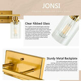 Jonsi Gold Bathroom Light Fixtures, 2 Light Brushed Gold Bathroom Vanity Ligh...