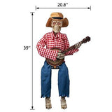 39" Fall Banjo Playing Skeletons - Animated Scarecrow Thanksgiving Decoration...