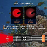 ORCATORCH D530V Red LED Dive Light 160 Lumen Scuba Diving Video Light 120 Deg...