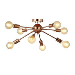 JONATHAN Y JYL7459A Copper 30.5" 8-Light Sputnik Metal LED Flush Mount, Glam,...