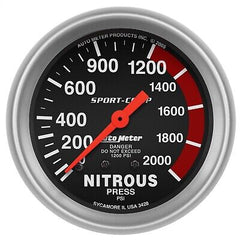 Auto Meter 3428 Sport-Comp Mechanical Nitrous Pressure Gauge,2.625 in.