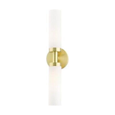 Livex Lighting Aero Steel 2 Light Wall Sconce for home decor, 1 Satin Brass F...