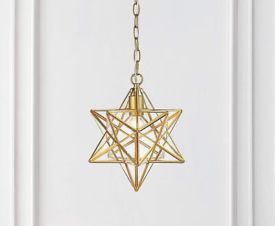 JONATHAN Y JYL9072B Stella 12" Moravian Star Metal/Mercury Glass LED Pendant ...