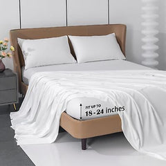 Cooling Sheets Rayon Derived from Bamboo 18"-24" Extra Deep Pocket King Sheet...