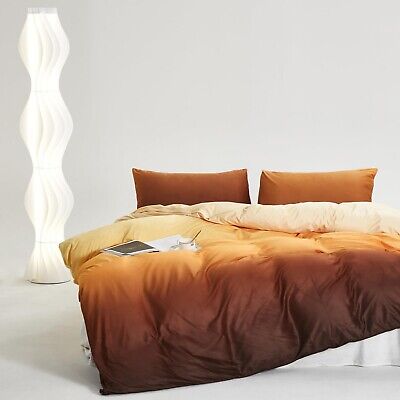 Houseri Velvet Gradient Orange White California King Comforter Set Cream Yell...