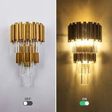 WABON Modern Crystal Wall Sconce Lighting 3-Light Gold Wall Sconce Crystal Ha...