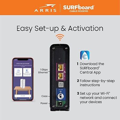 ARRIS SURFboard SBG10 DOCSIS 3.0 16 x 4 Gigabit Cable Modem & AC1600 Wi-Fi Ro...