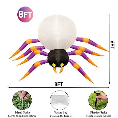 DomKom 8FT Halloween Inflatable Decorations Spider, Build-in Magic LED Lights...