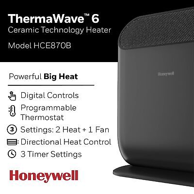 Honeywell ThermaWave 6 Ceramic Technology Space Heater, Black&#8211;Ceramic Heat