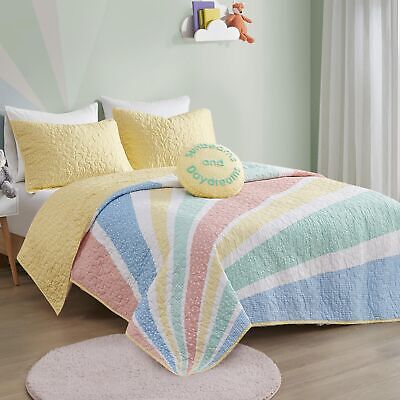 Urban Habitat Kids Quilt Set for Kids, Vibrant Sunburst Rainbow Coverlet for ...