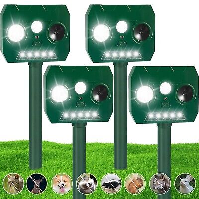 2024 Solar Ultrasonic Animal Repellent, 4 Pack Ultrasonic Cat Deterrent Outdo...