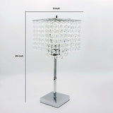 Benjara BM300850 20 in. Hanging Crystal Accent Shade & Metal Base Modern Tabl...