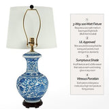 Red Lantern 24.5" Blue & White Porcelain Round Vase Lamp