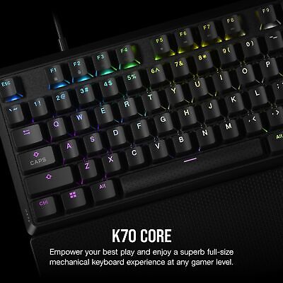 CORSAIR K70 CORE RGB Mechanical Gaming Keyboard with Palmrest - Pre-lubricate...