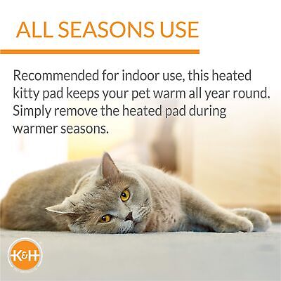 K&H Pet Products Thermo-Kitty Bed Deluxe Indoor Heated Cat Bed Tan/Leopard La...