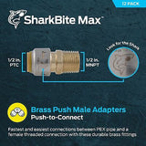 SharkBite Max 1/2 Inch MNPT Adapter, Pack of 12, Push to Connect Brass Plumbi...